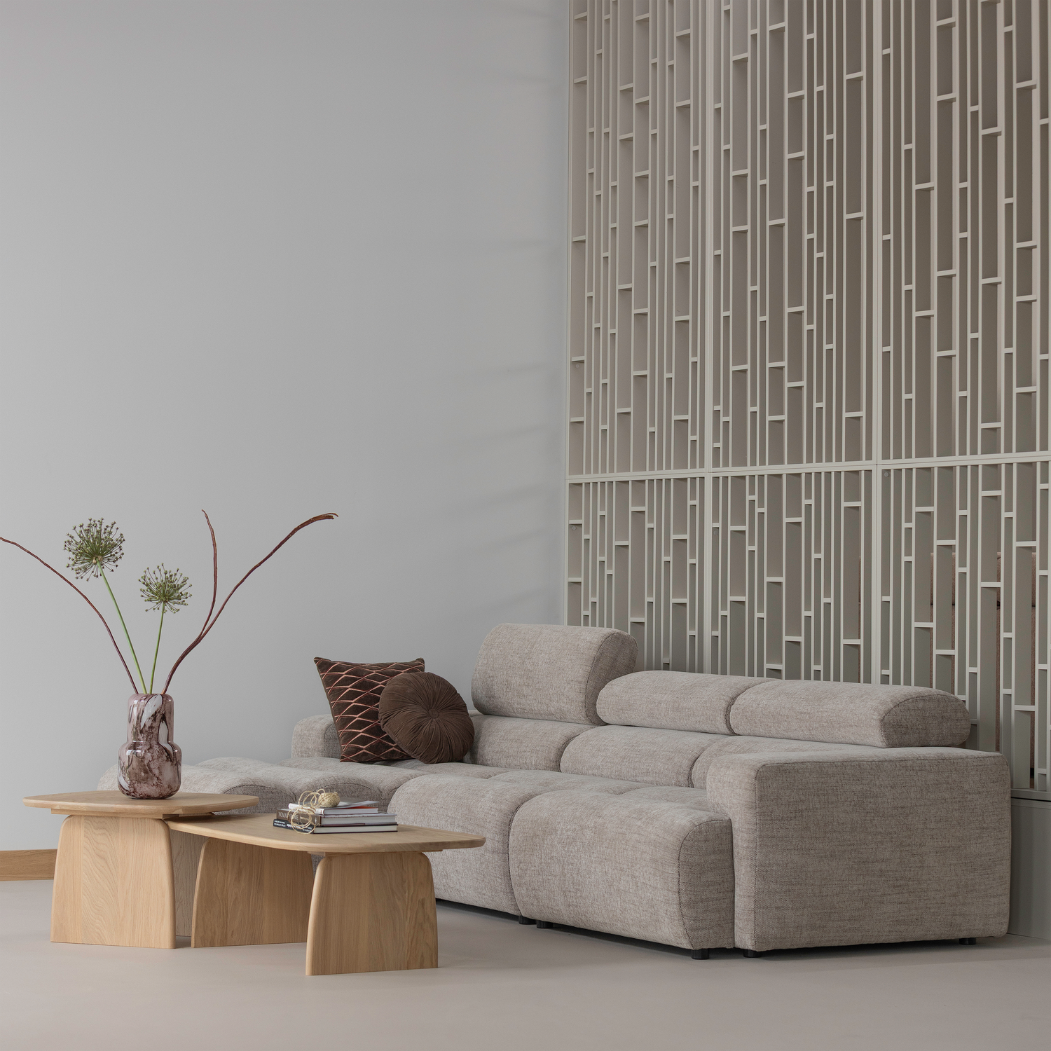 WOOOD Novi 1-Zits Element Bank - Polyester - Naturel Melange