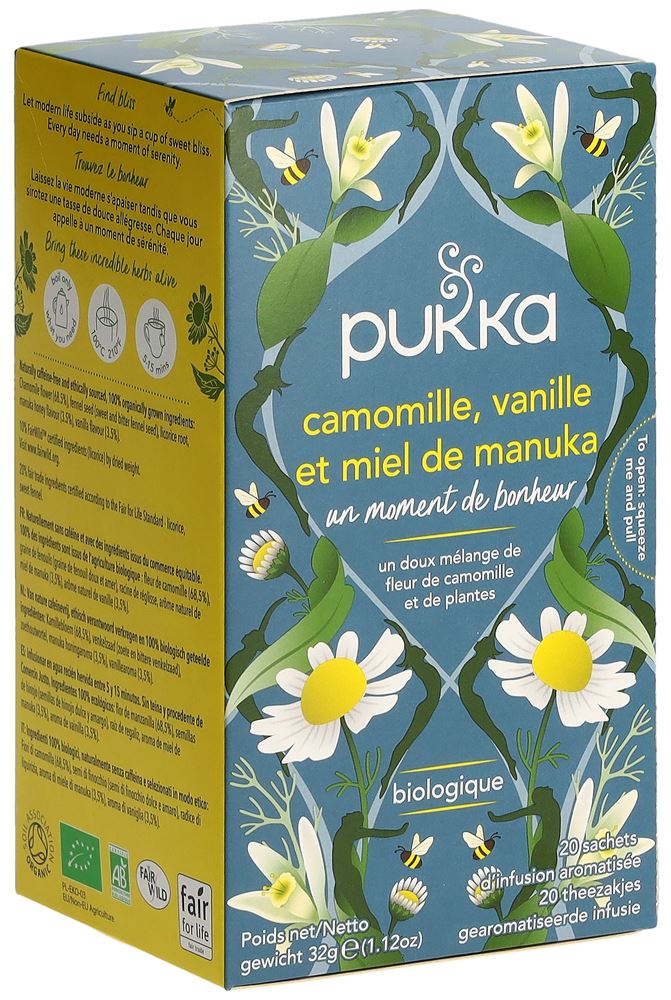 PUKKA Camomille Vanille & Miel de Manuka Tee<br>20 Stück, Beutel, TEES, Bio