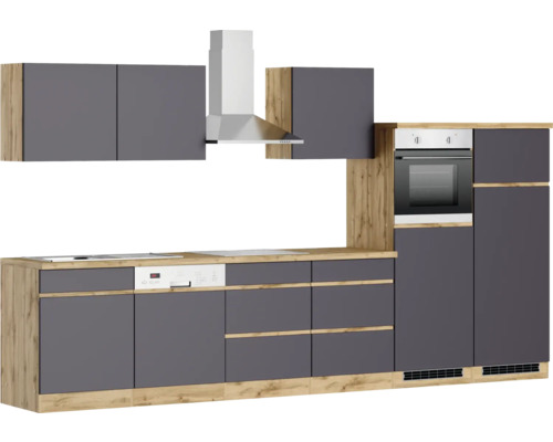 Held Furniture Keukenmeubel met apparatuur PISA 360 cm grijs mat gedemonteerd omkeerbaar model 1126.6311