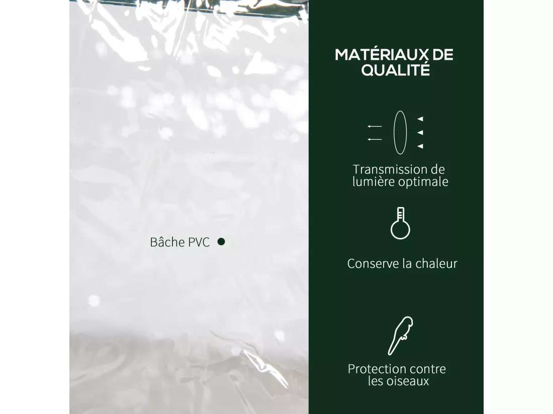 Serre de jardin balcon étagère serre 3 niveaux dim. 69L x 49l x 125H cm métal thermolaqué vert PVC haute densité transparent