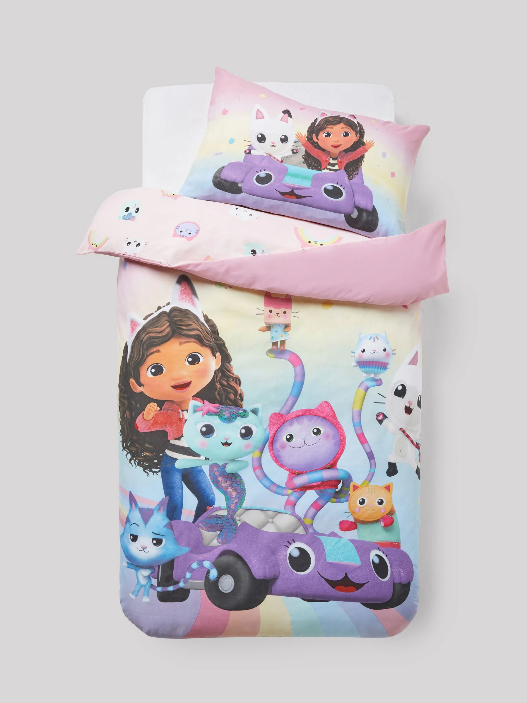 Gabby's Dollhouse - Regenboog - Set van dekbedovertrek en kussensloop