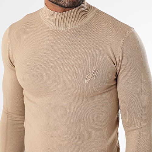 Pull Col Montant Camel Clair