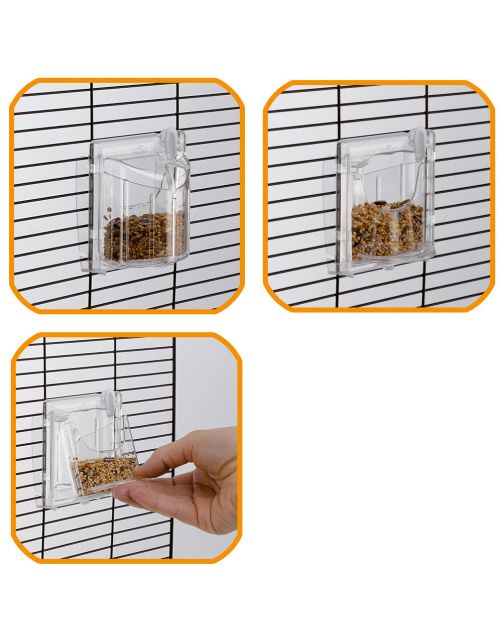 Ferplast Voerbakje Brava 1 - Vogel - Voerbak- Drinkbak - 8.8x9.5x6.8 cm Transparant
