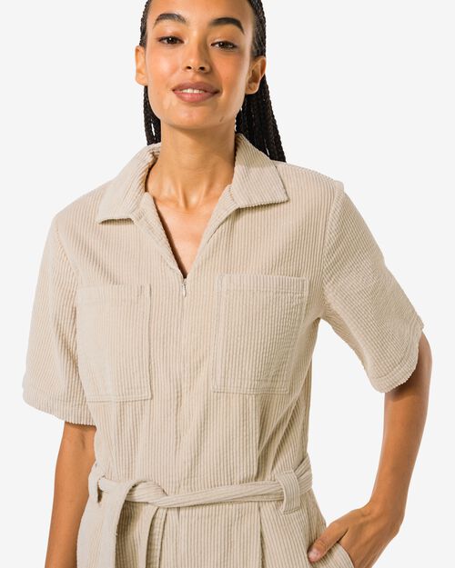 combinaison femme Lena en velours côtelé sable
