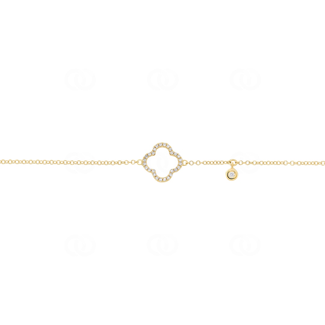 Armband 750/18 K Gelbgold Kleeblatt mit Diamanten 0.09 ct H/si