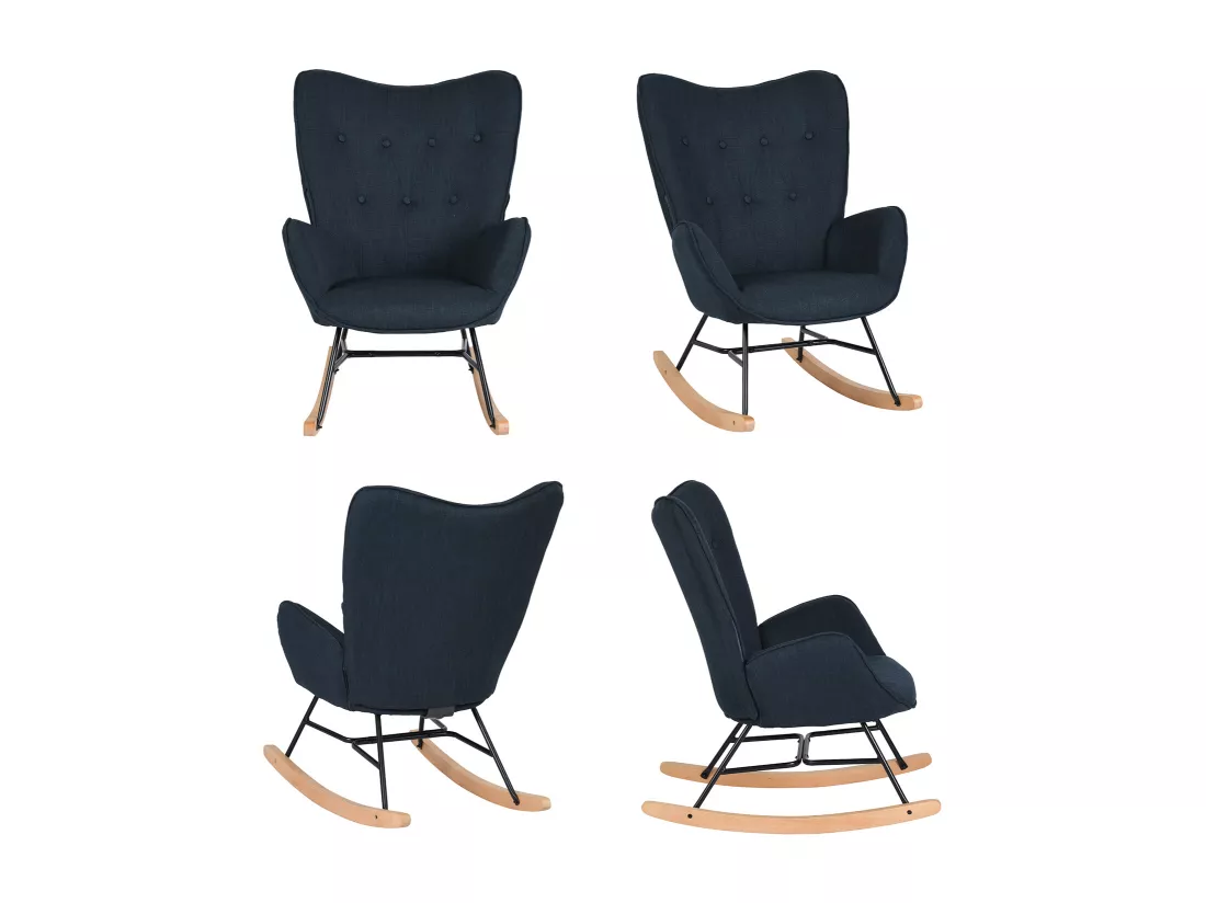 MEUBLES COSY Fauteuil à Bascule Allaitement Rocking Chair Scandinave Chaise Loisir Revêtement en Tissu avec Pieds en Bois Massif pour Salon, Chambre, Le balcon, Bleu Foncé