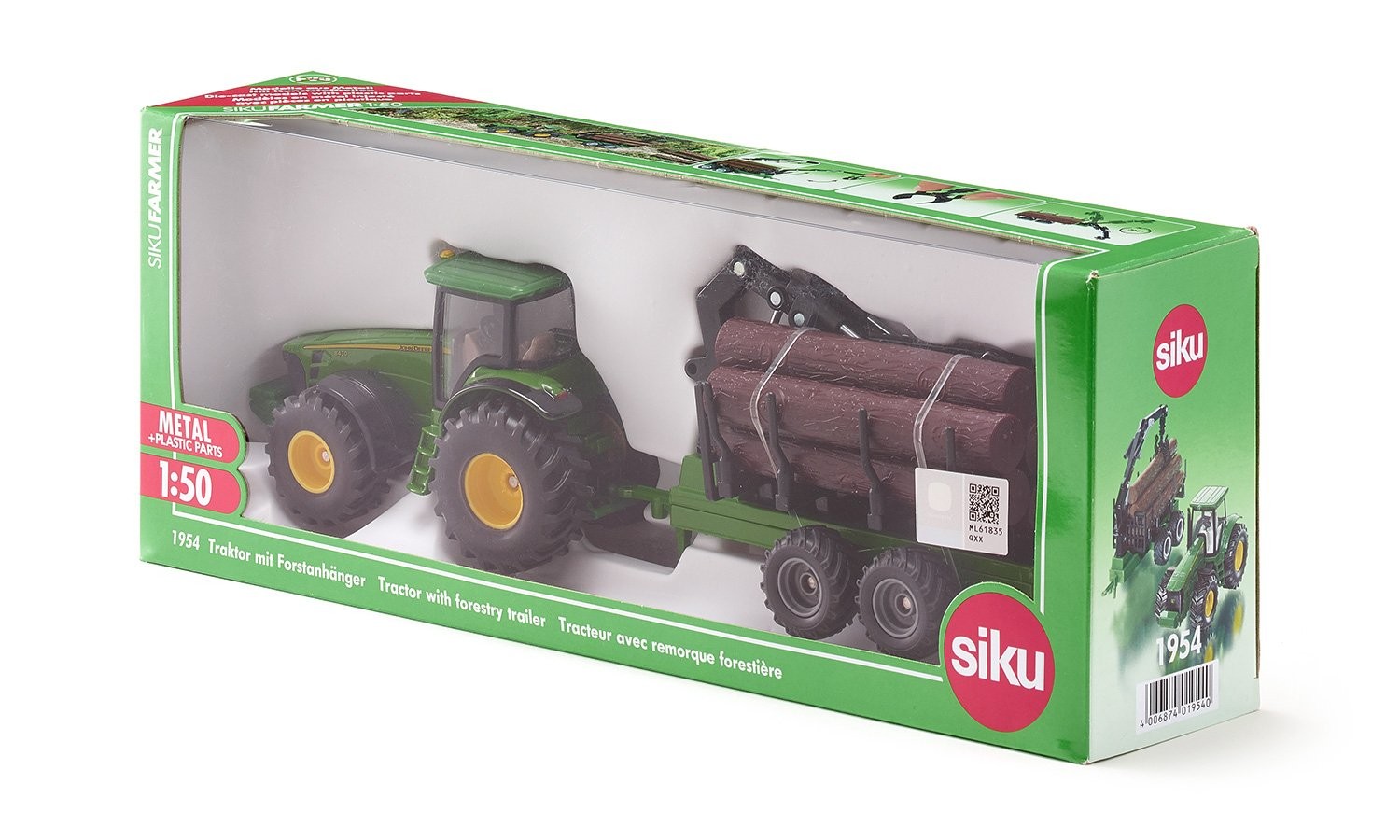 Siku - 1:50 Traktor med Skovvogn