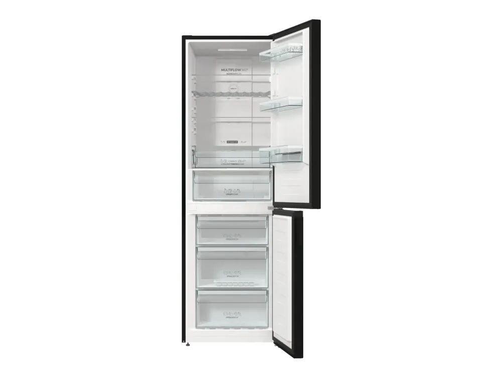 Gorenje NRK6192ABK4 - Køleskab/fryser - bund-fryser - bredde: 60 cm - dybde: 59.2 cm - højde: 185 cm - 300 liter - Klasse E - sort
