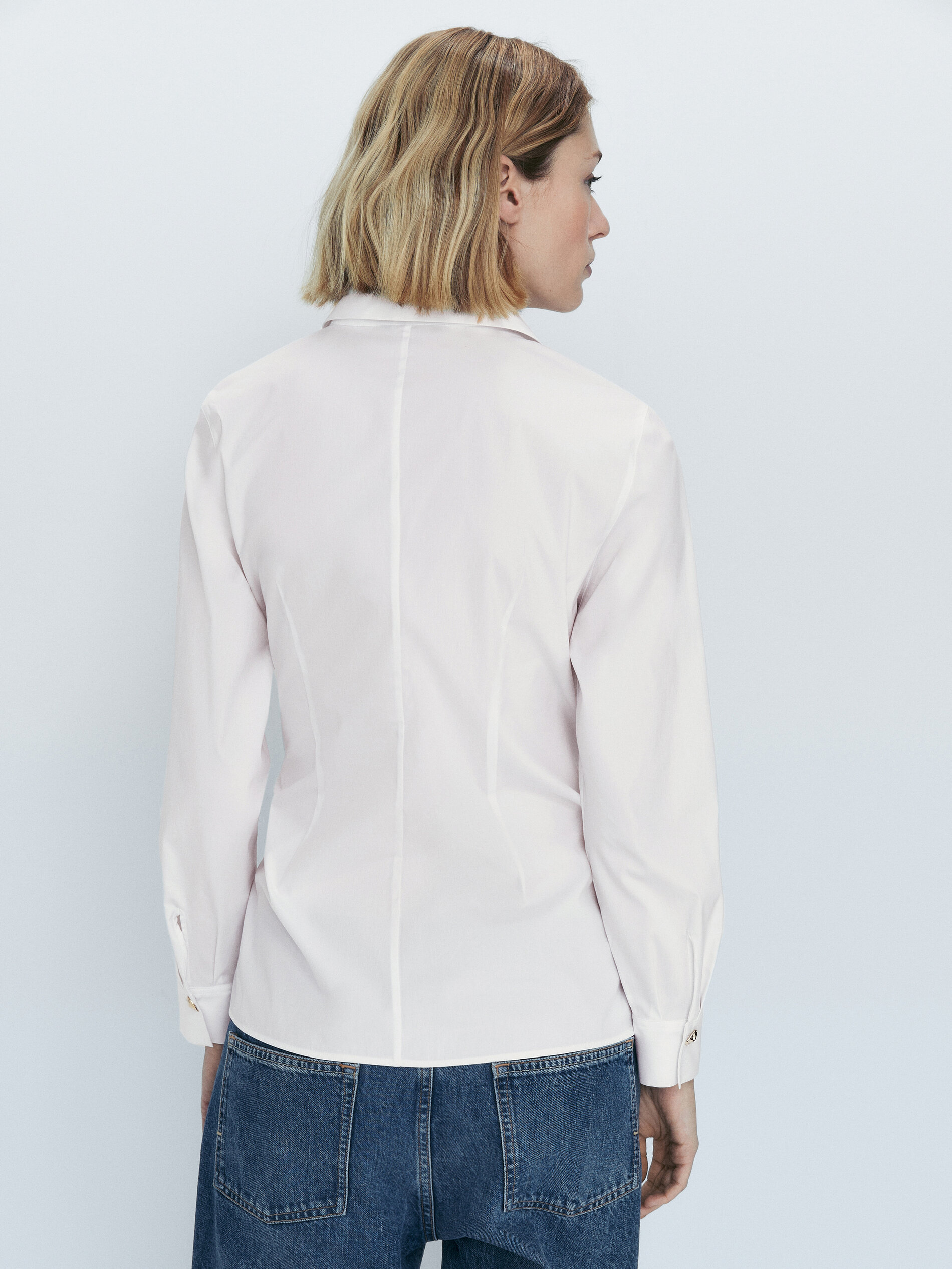 Camisa de popeline com detalhe de nó - BRANCA