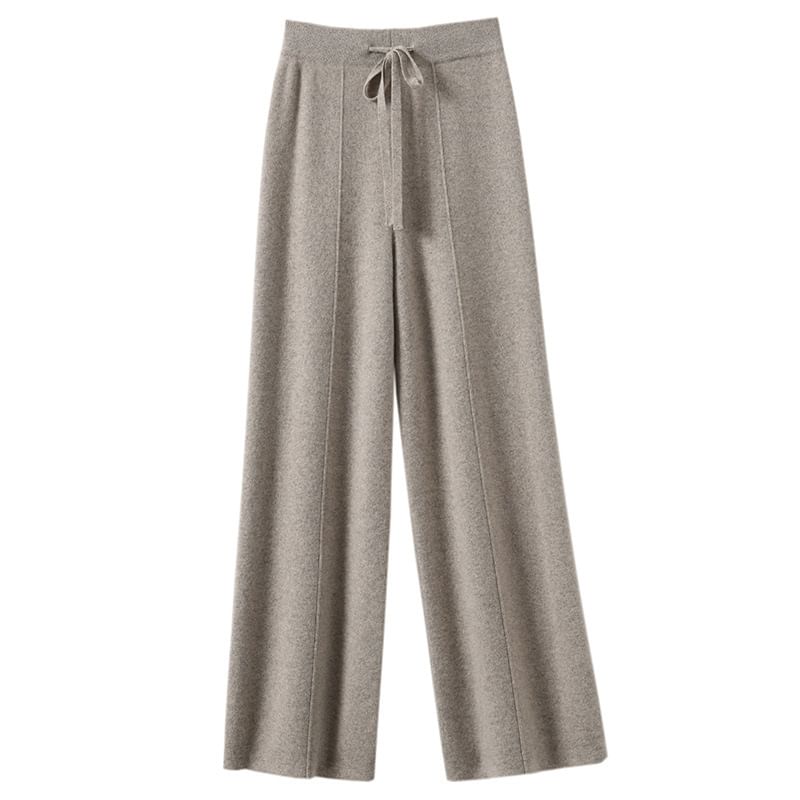 Gistinty - Effen, losse gebreide broek met trekkoord in de taille