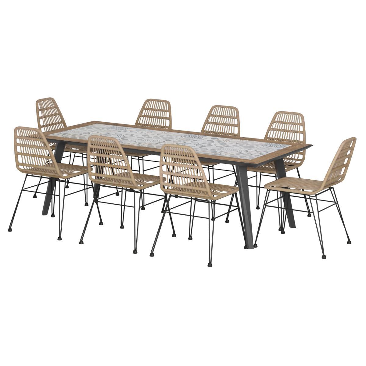 TABLE LAMBADA FIXE CERAMIQUE GRAPHITE 8 PLACES