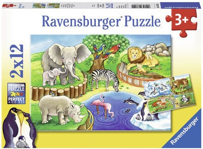 Ravensburger Puslespill Dyr På Zoo 2x12 Biter