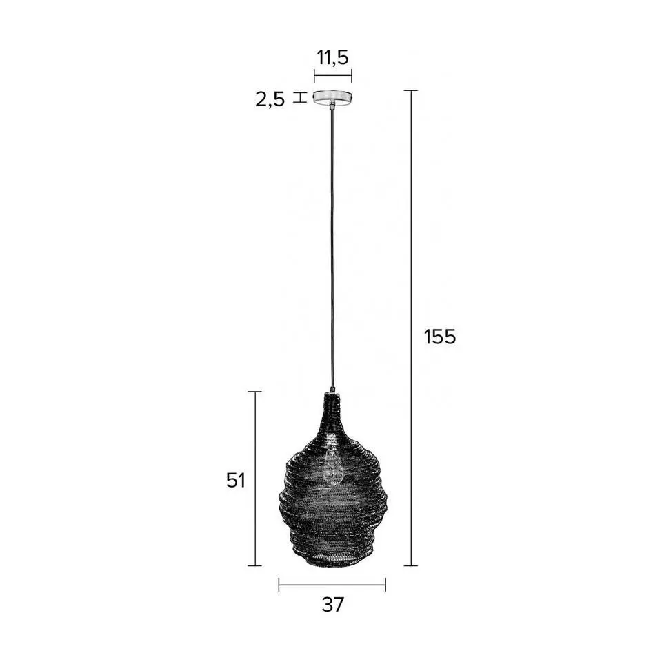 Housecraft Lena Hanglamp M Zwart