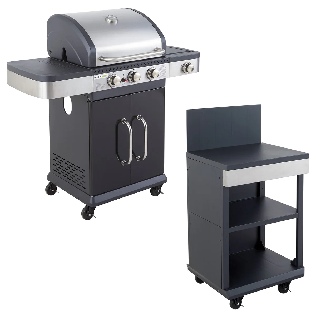Barbecue au gaz FIDGI 3 avec desserte Cook'in Garden