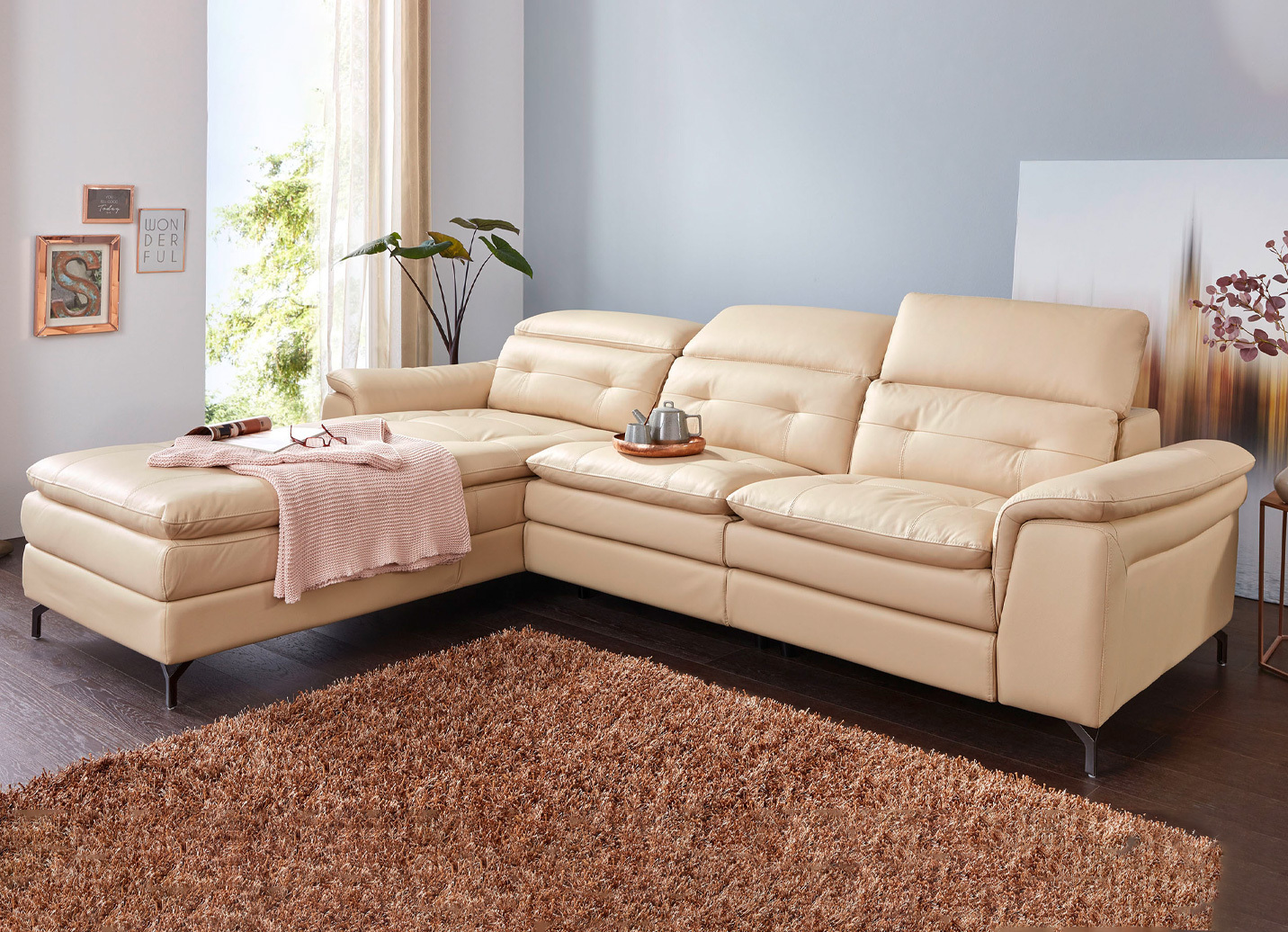 Leder-Polsterecke mit Relax-Funktion