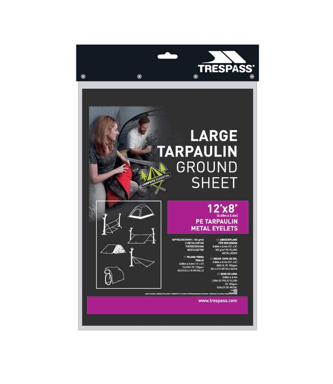 Trespass - Large bâche de camping en tarpaulin FAULKEN (Noir) (Taille unique) - UTTP3489