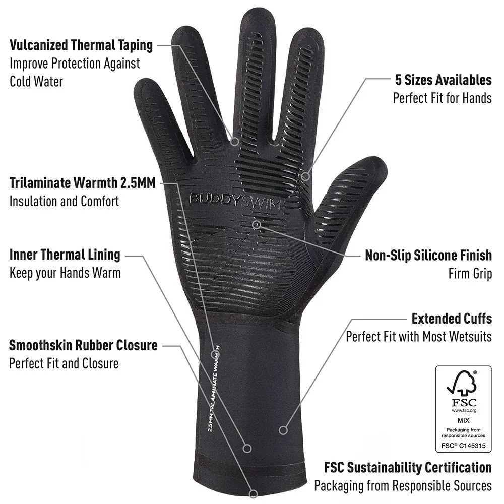 Buddyswim Trilaminate Warmth 2.5 mm Neoprenhandschuhe