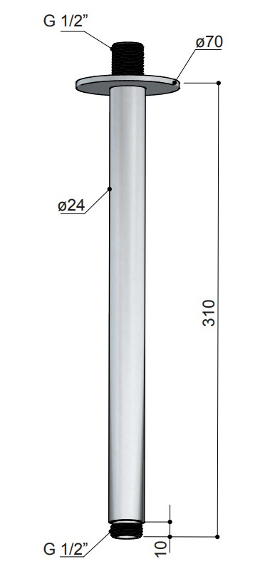Hotbath ACE plafondarm 30cm zwart gepolijst PVD