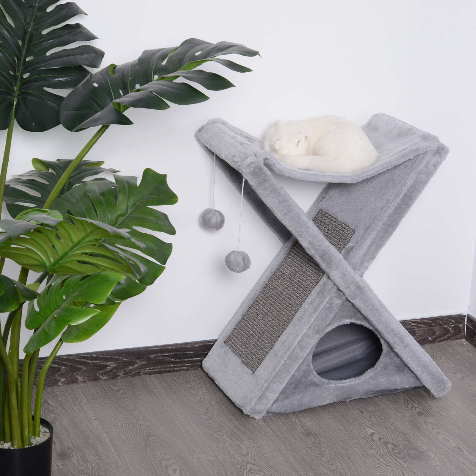 PawHut Katzenturm mit Höhle und Hängematte 50 x 32 x 65 cm (LxBxH)