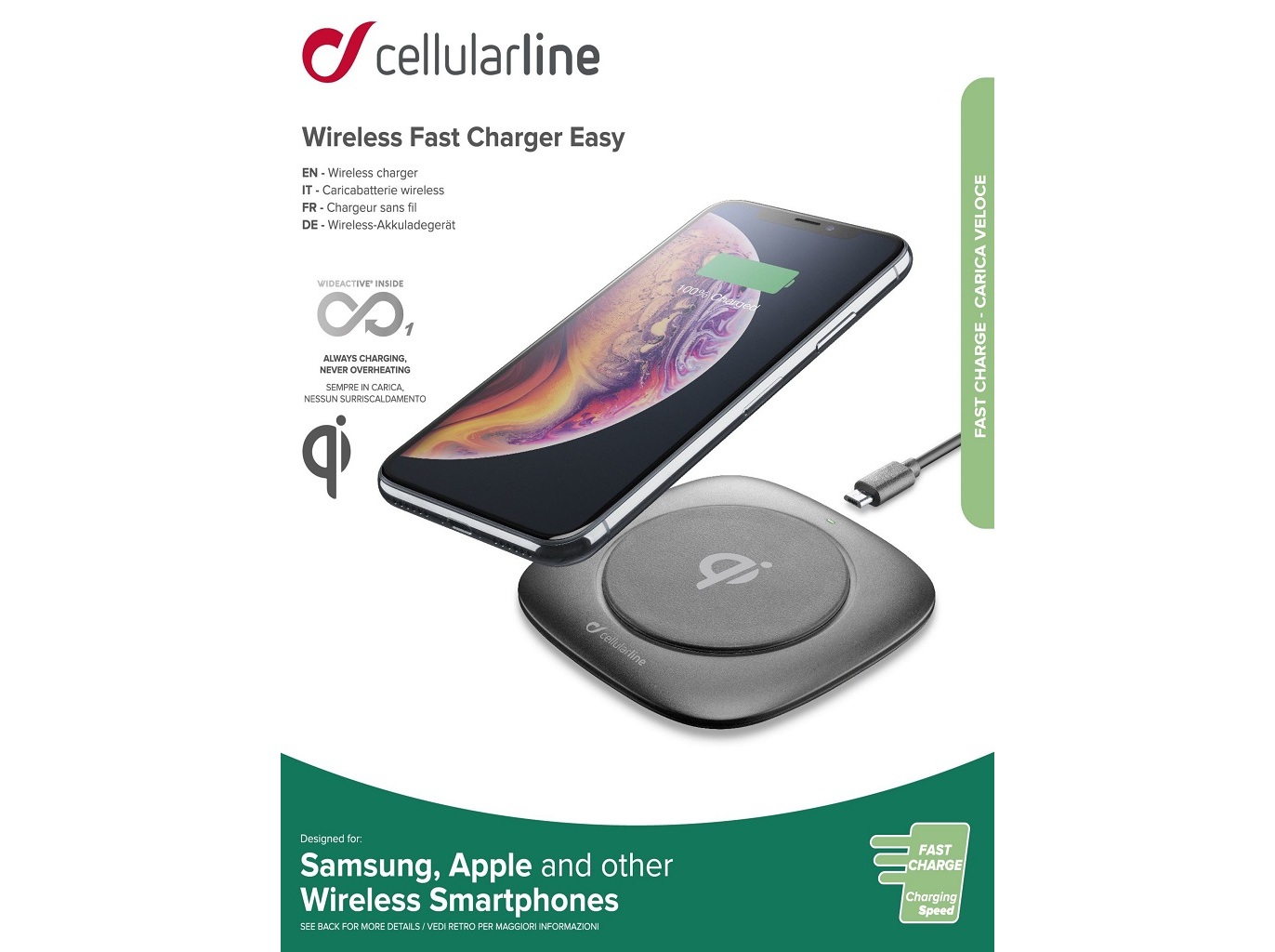 CARREGADOR WIRELLES CELLULARLINE 10W PRETO