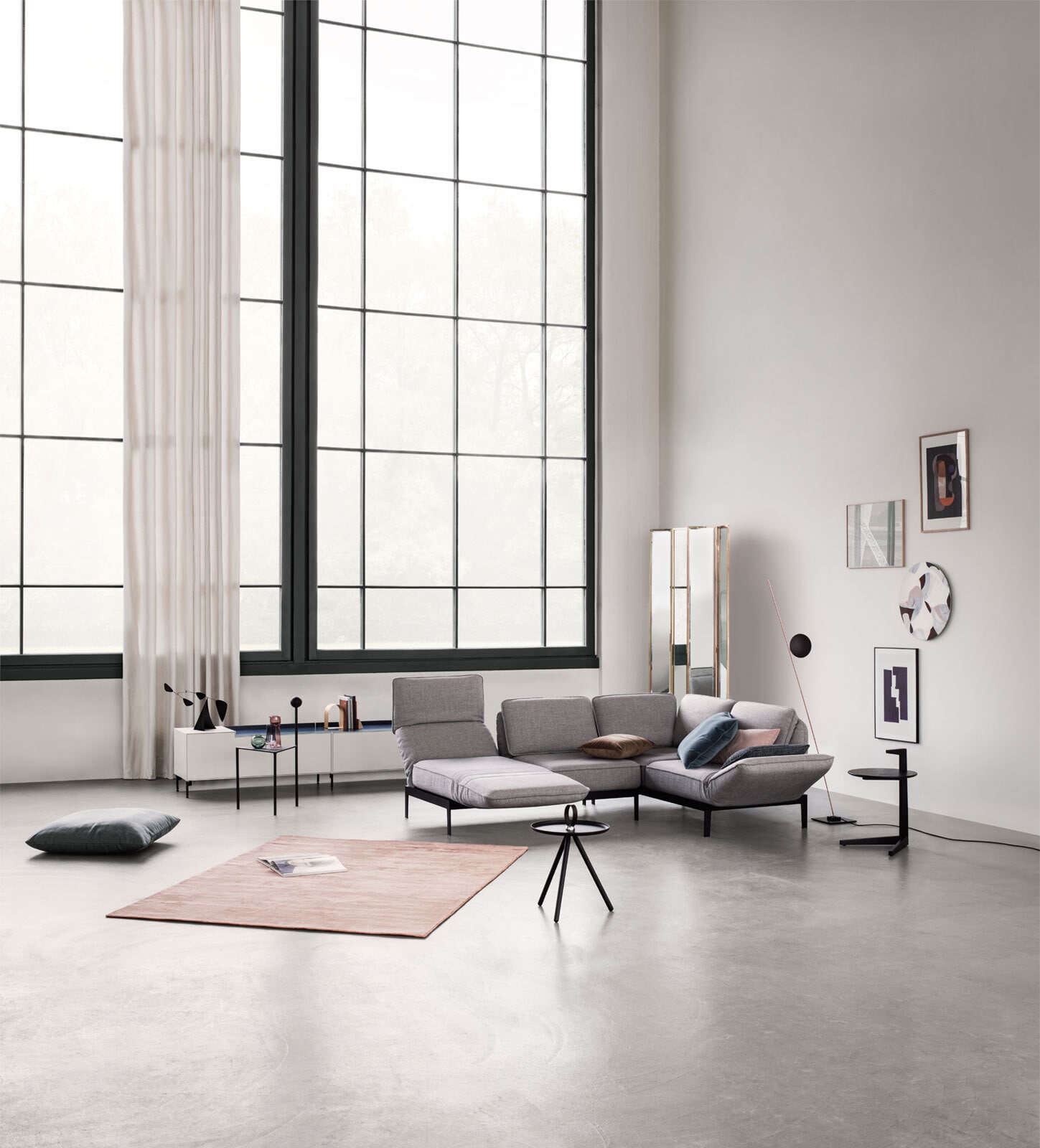ROLF BENZ Ecksofa MERA 267 x 192 cm Stoffbezug signalgrau