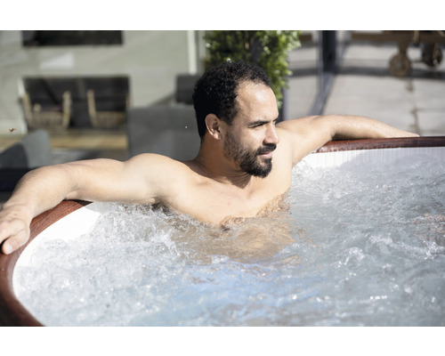 Bestway® LAY-Z-SPA® Helsinki AirJet™ opblaasbare hottub met 180 luchtjets, multifunctionele pomp, geïntegreerde verwarmingsfunctie en afsluitbare thermische afdekking, bruin