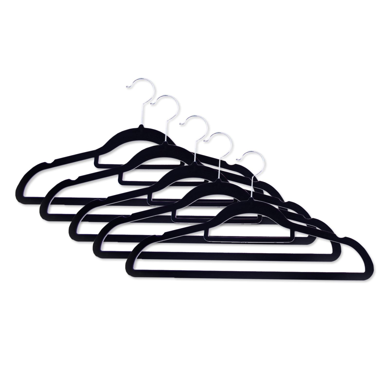 5er Set Kleiderbügel - schwarz-grau - Kunststoff - 41,5 cm breit