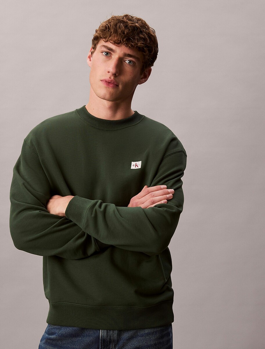 CALVIN KLEIN<br>Suéter com logo e gola redonda