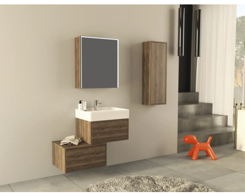 Jungborn wastafelmeubel NOVE BxHxD 60 x 30 x 46 cm Frontkleur notenhout mat 55765