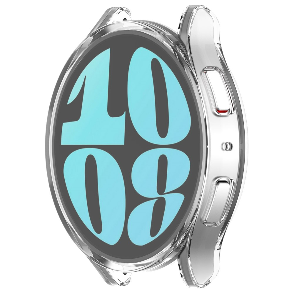 Samsung Galaxy Watch 6 (40mm) Galvanisierte Gummi Bumper Hülle mit Schutzfolie - Transparent
