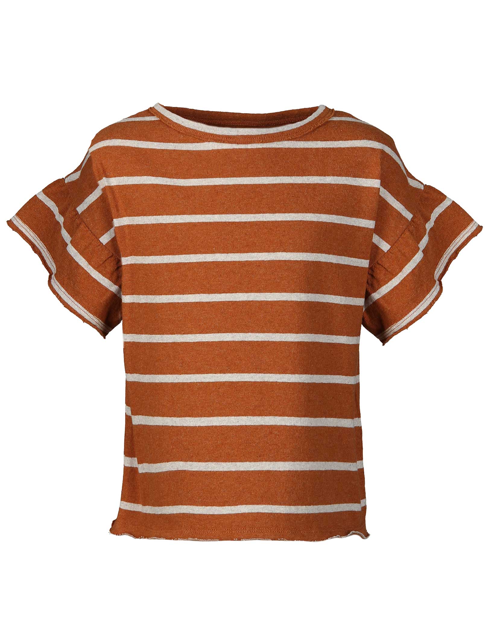 T-Shirt RUFFLES gestreift in rostrot