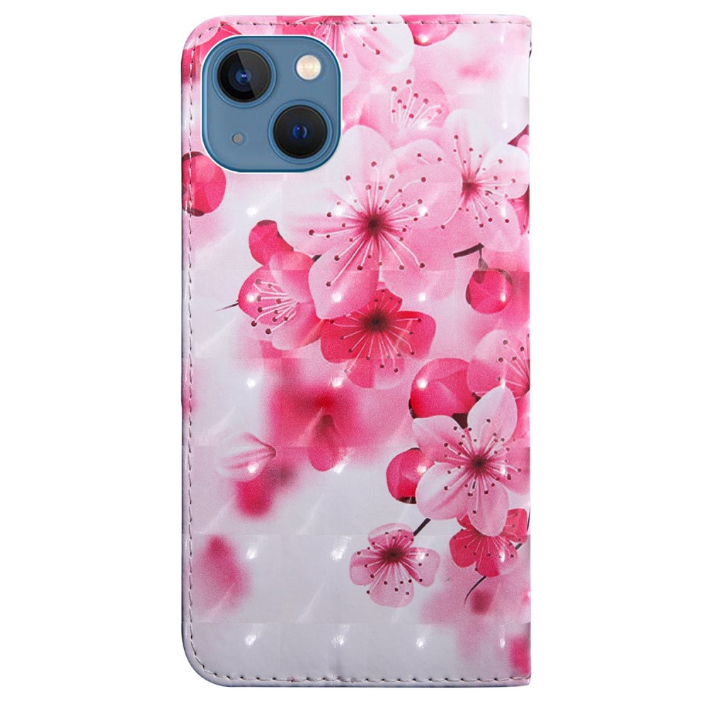 iPhone 14 Leder Tasche mit Kartenfächern - Kirschblüten