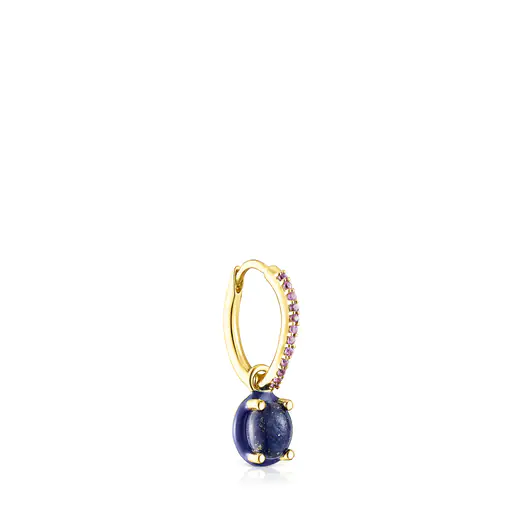 Brinco com banho de ouro 18k sobre prata, lápis-lazúli e esmalte TOUS Vibrant Colors.