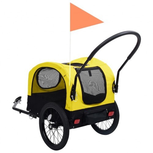 Reboque amarelo para bicicletas para animais de estimação