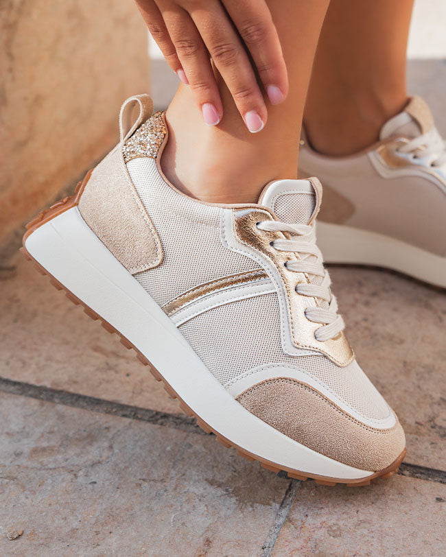 Basket femme beige à lacets - Felicia