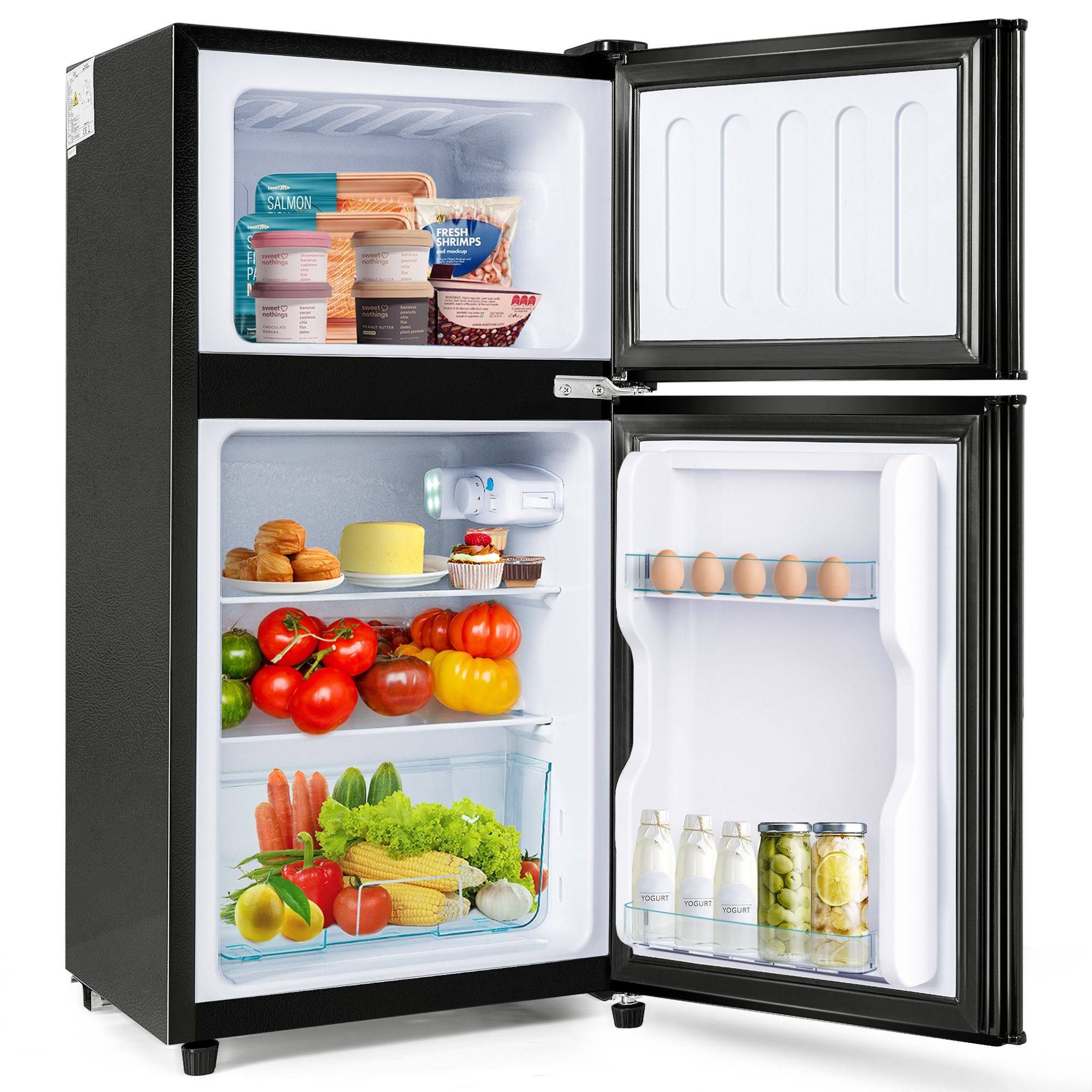 Merax Table Top Kühlschrank mit Gefrierfach LED-Beleuchtung Kühl und Gefrierfunktion BCD-86A