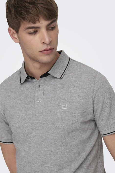 Only & Sons grijze heren polo