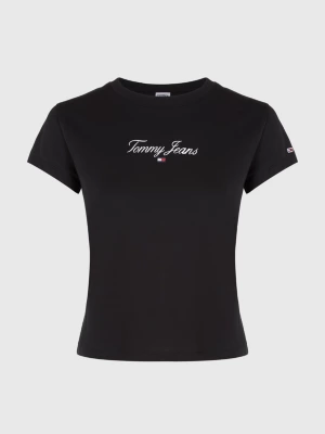 Camiseta de malha slim fit com logo essencial