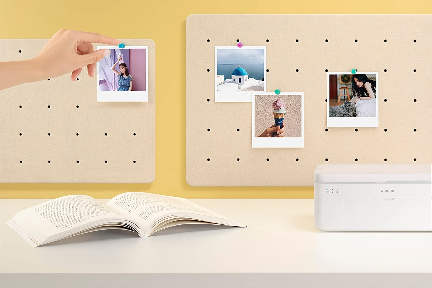 (5-tlg. Set) Instant Photo Printer 1S Set Sofortbilddrucker für Handy (iOS/Android) und Fotoalbum (BHR6747GL) - Weiss