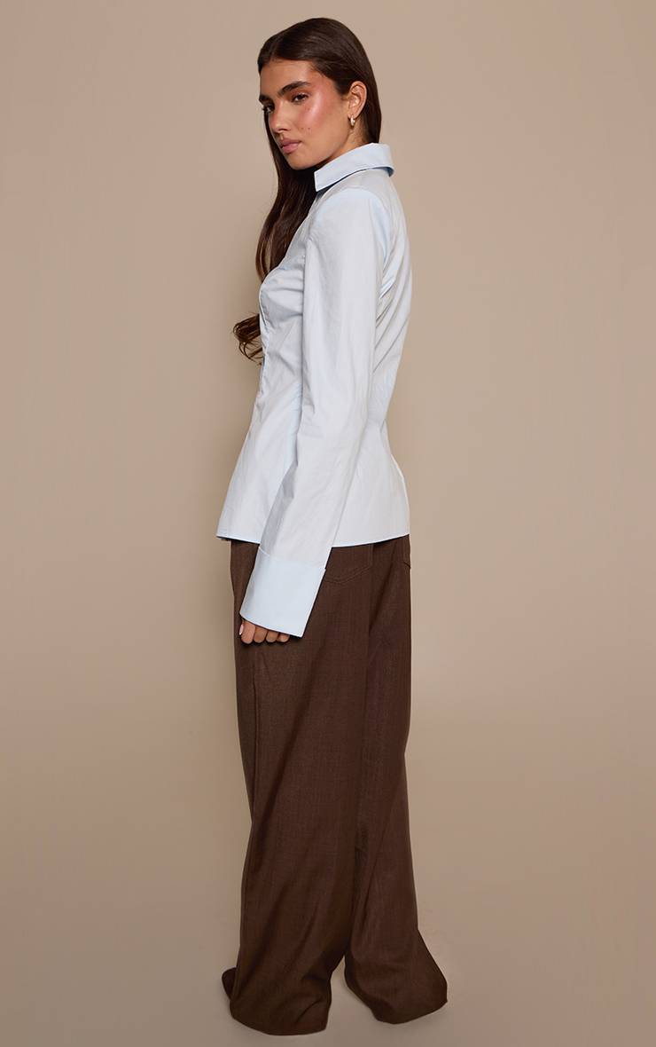 Chocolat Pantalon Large Tissé À Taille Nouée
