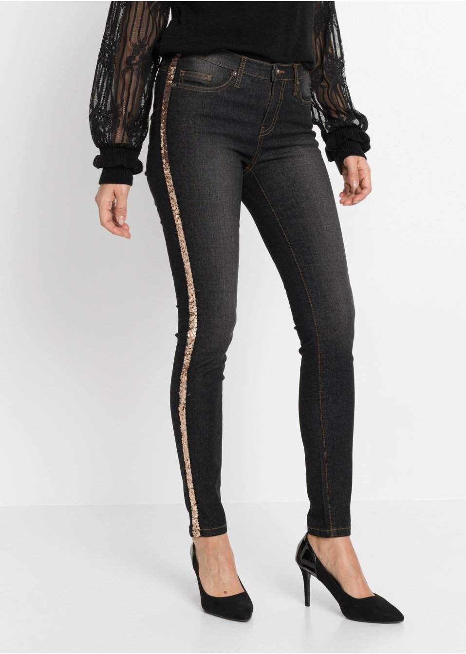 Jean push-up avec rayures scintillantes