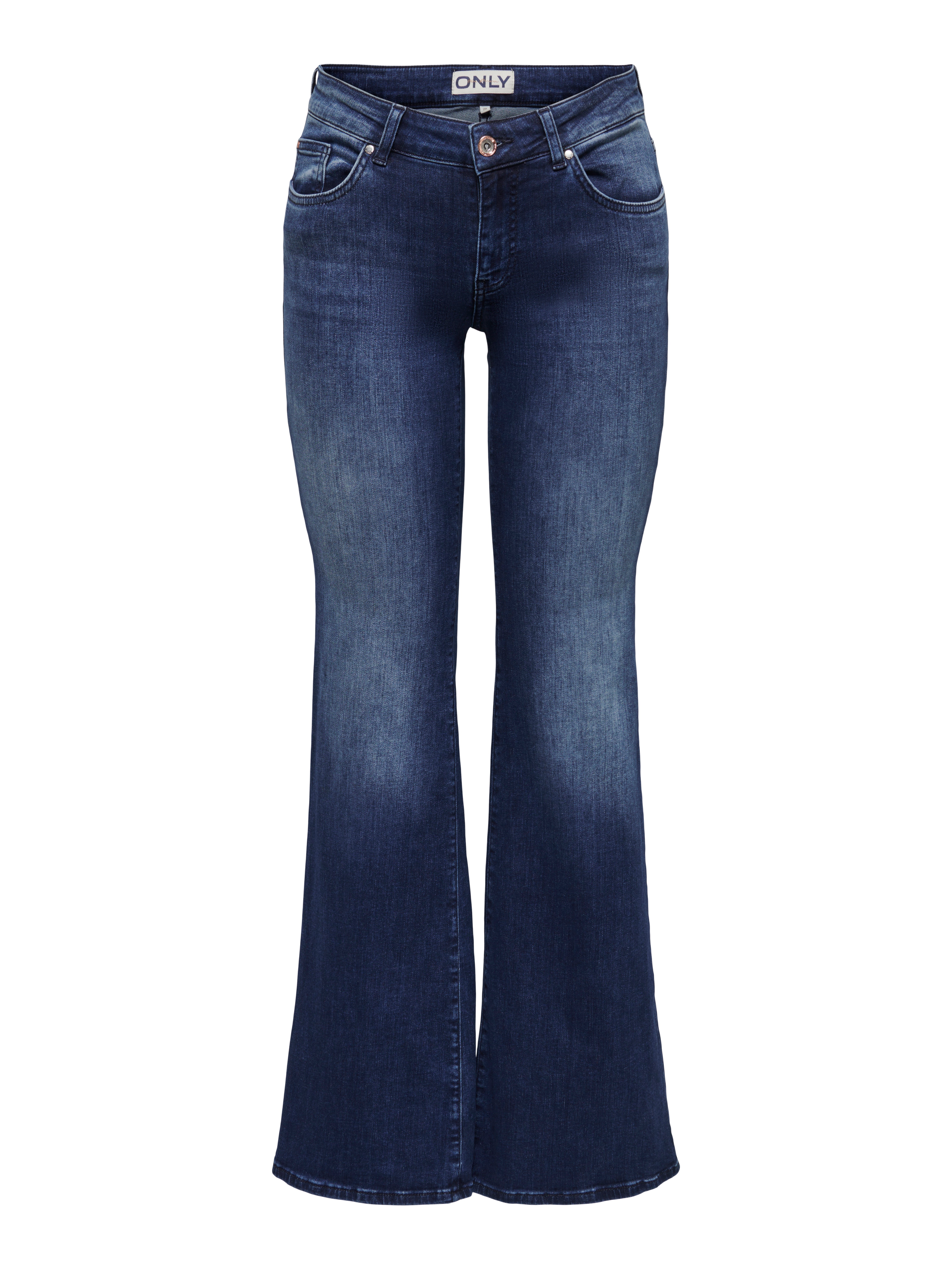 ONLTIGER Niedrige Taille Weiter Beinschnitt Jeans Dark Blue Denim