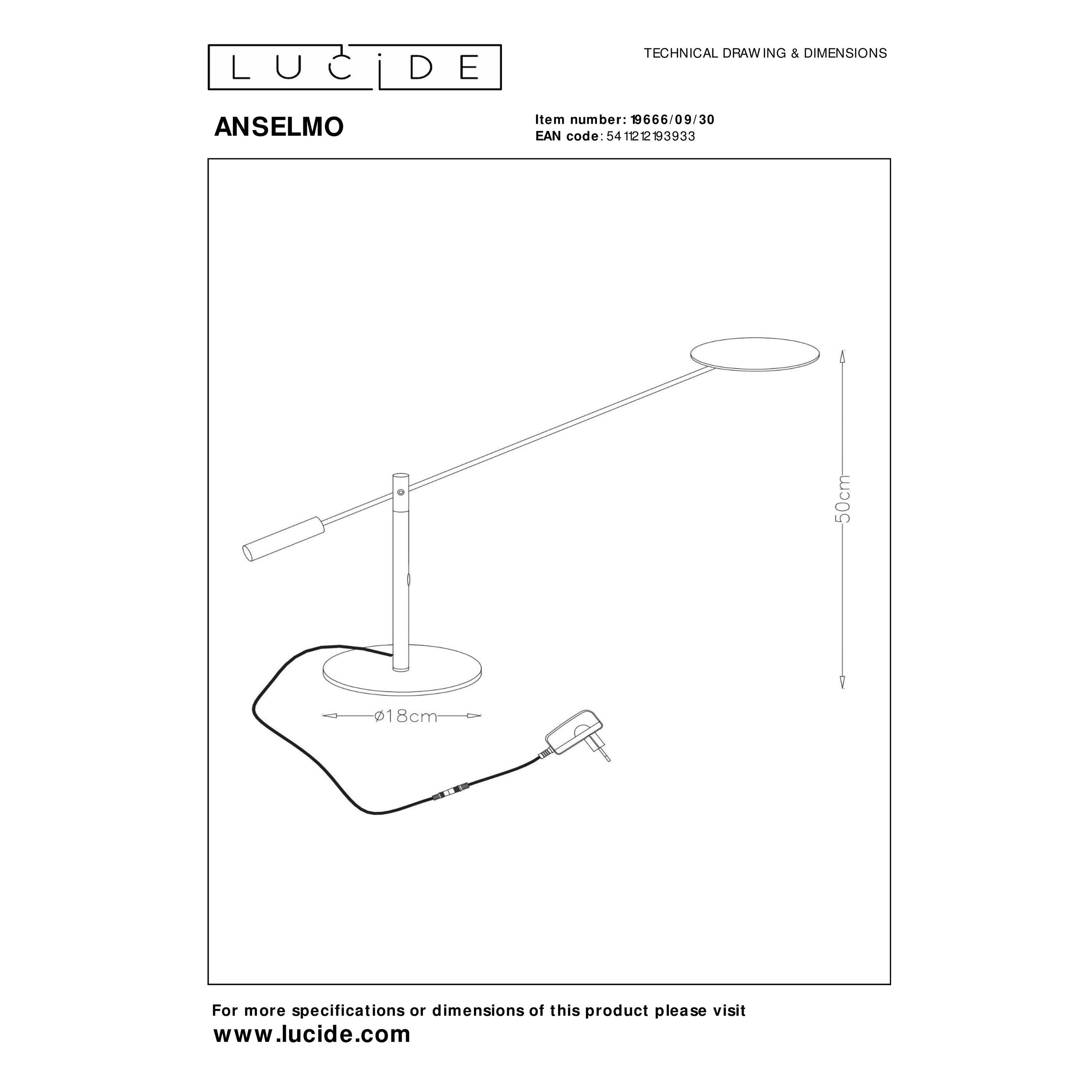 Anselmo bureaulamp LED zwart