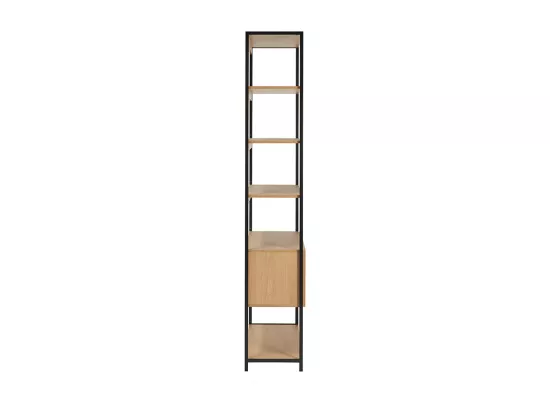 Bibliothèque étagère avec rangement fermé finition bois clair chêne et métal noir L94 cm FLEA