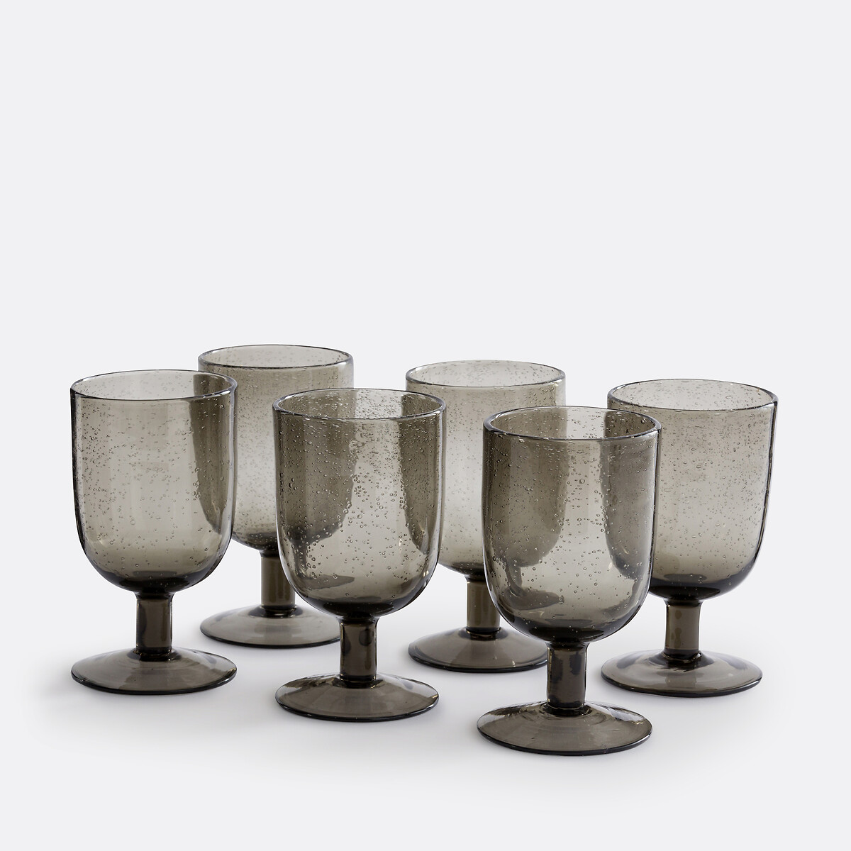 LA REDOUTE INTERIEURS<br>Conjunto de 6 copos de vidro bolha com haste, Faraji