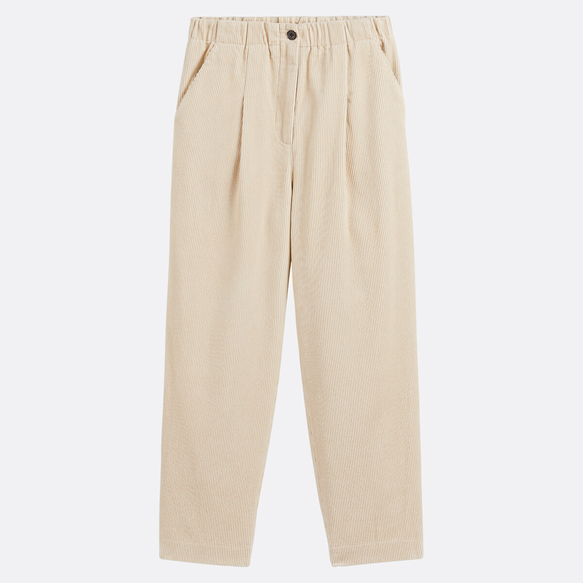 COLEÇÃO LA REDOUTE<br>Calças de veludo cotelê cor cenoura de cintura alta