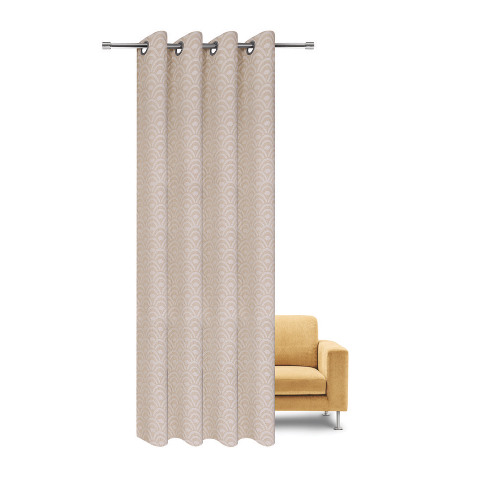 Ösenschal - beige - Halbkreise - 140x245 cm