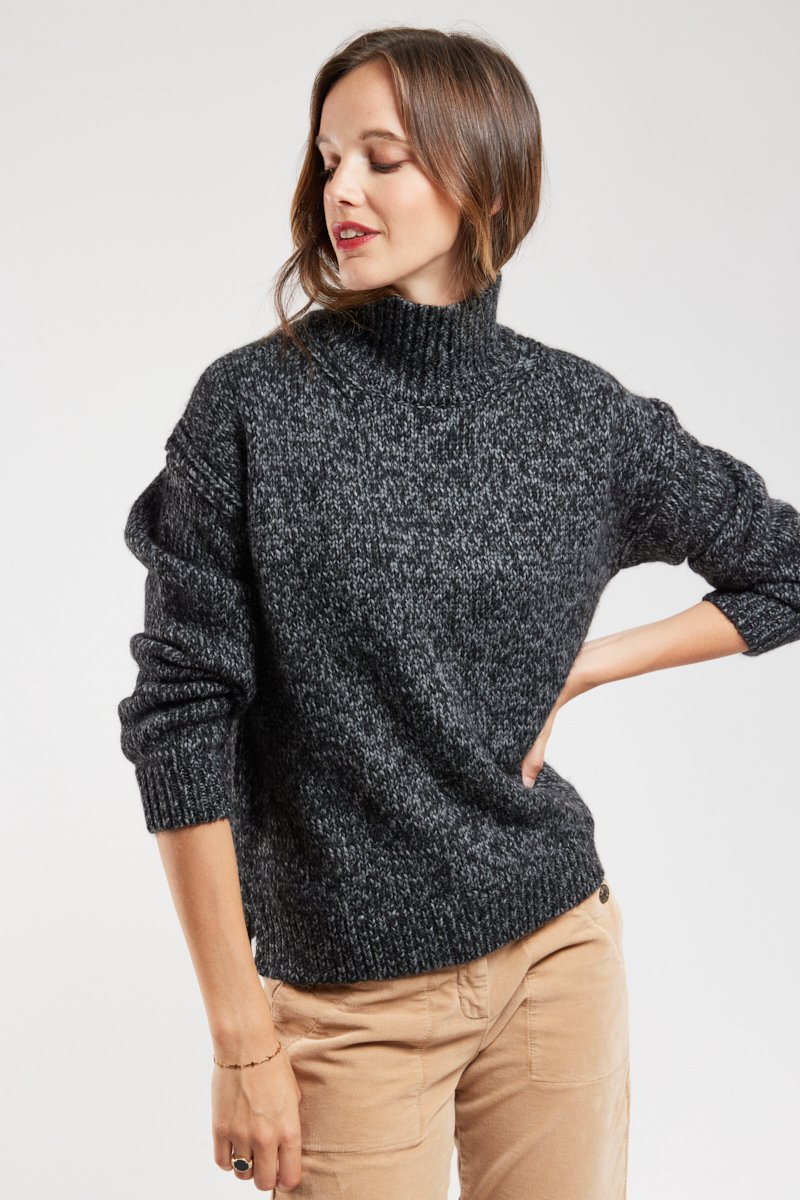 Pull col montant - laine et alpaga