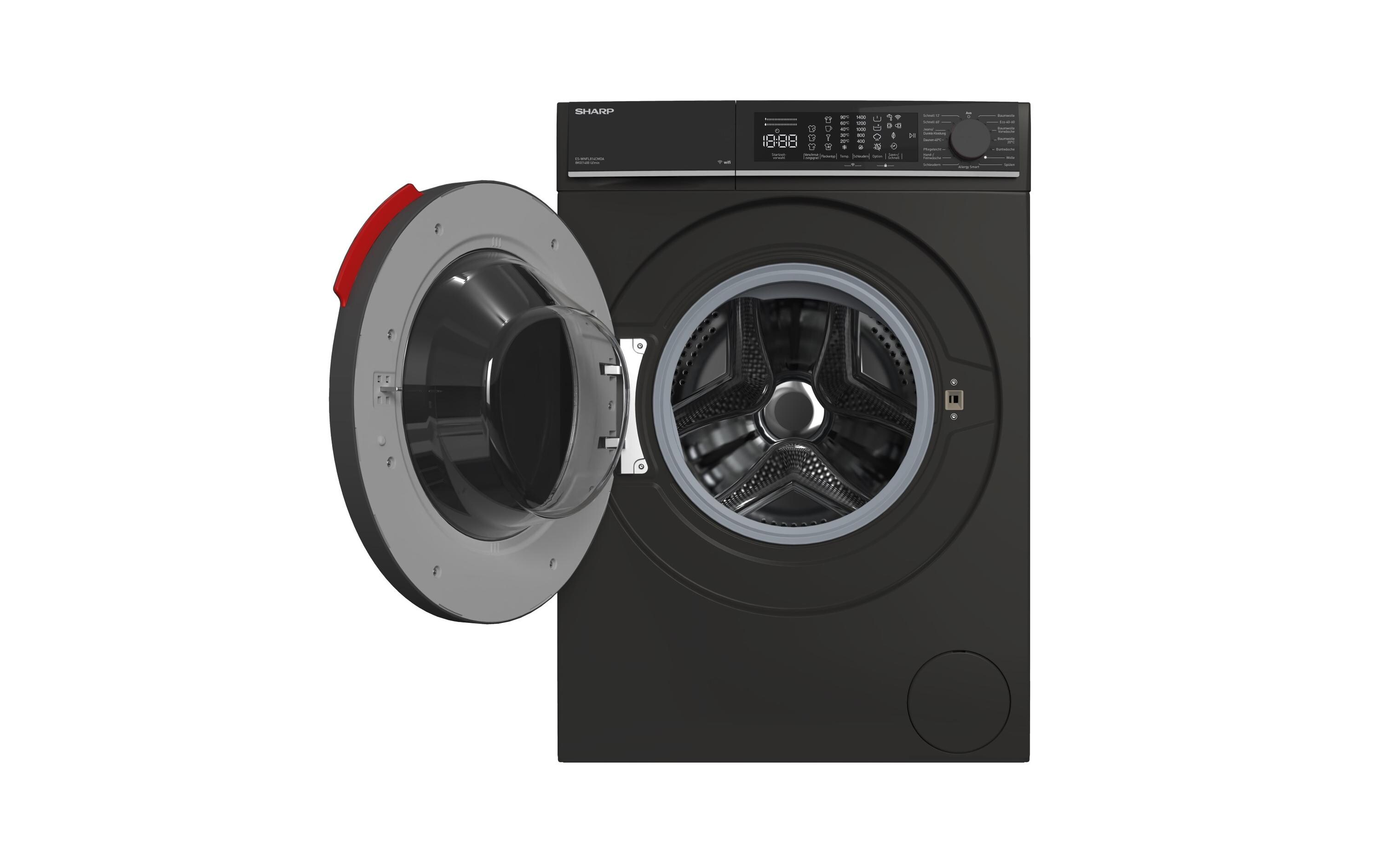 Waschmaschine ES-WNFL814CMDA-DE Links<br>Frontloader mit 8 kg Ladekapazität