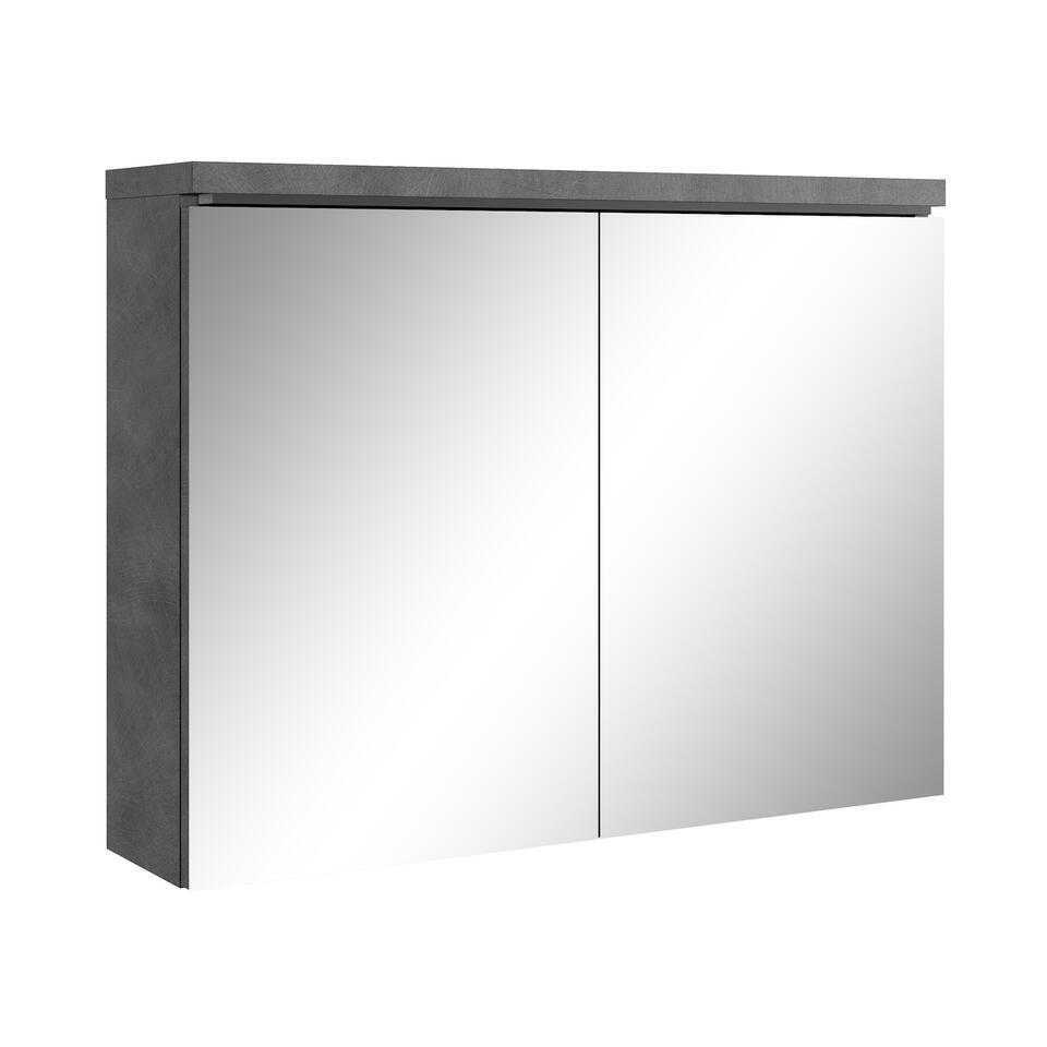 Badplaats Badkamerkast Paso 80 x 20 x 60 cm - Donker grijs - Spiegelkast